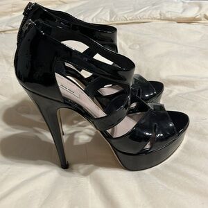 Miu Miu black Lightening bolt patent leather platform heels size 38 or 7.5 shoes